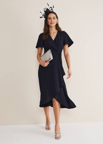 Phase Eight Julissa Ruffle Wrap Dress Navy Australia | TZ0518326